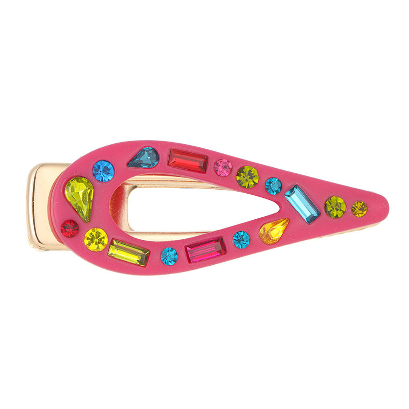 Wholesale Candy Colored Resin Studded Diamond Pointed Hair Clips